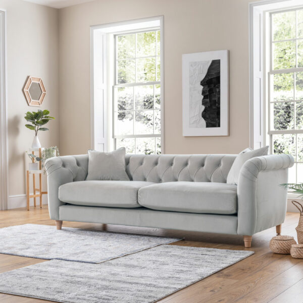 Weston 3 Seater Sofa | Velvet Chalk | Fully Assembled