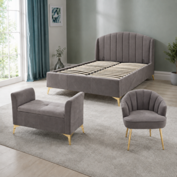 Haikou 150Cm End Lift Grey + Chair Grey + Ottoman
