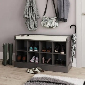 Grey Shoe Bench + Wall Rack