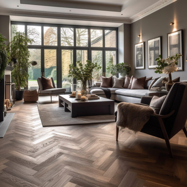 Timba Engineered Oak Flooring | Brushed & Smoked Oiled Herringbone Finish