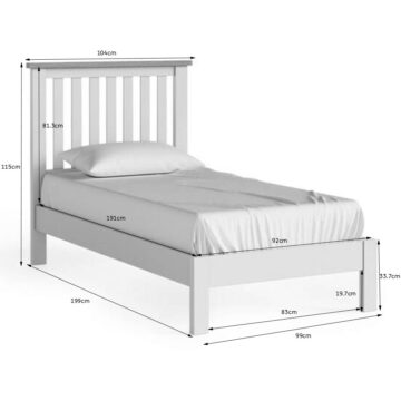 Bowness White Low 3′ Single Bed