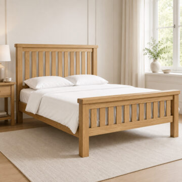 Oak Shire 4'6 Double Slatted Bed