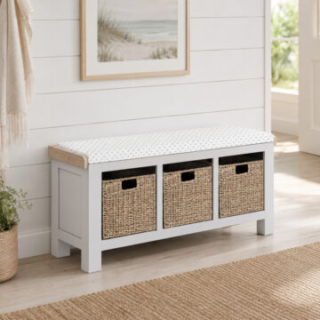 Havenwood Light Grey Storage Bench Without Cushion | Assembled