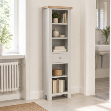 Havenwood Grey Slim Bookcase Light Grey | Assembled