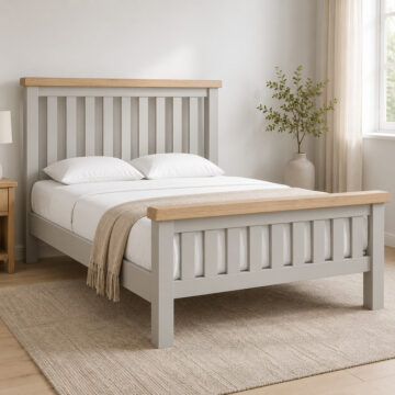 Havenwood Grey 4'6 Bed Slatted Light Grey