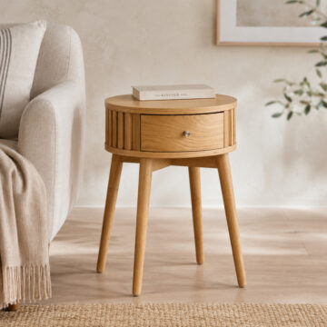 Serenity Oak Round Side Table | Bedside Table