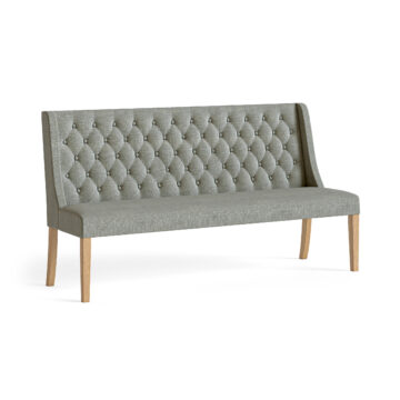 Oak Shire Upholstery Dining Sofa With Button Back - Grey Cushion -China
