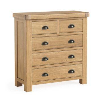 Oak Shire 2 Over 3 Chest of Drawers | Assembled
