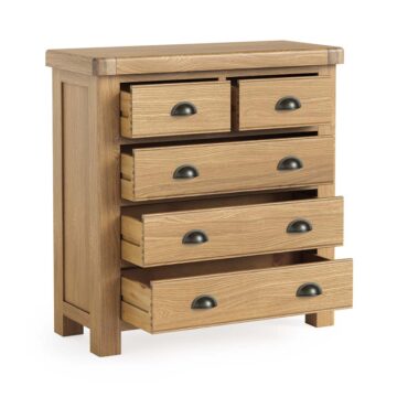 Oak Shire 2 Over 3 Chest of Drawers | Assembled