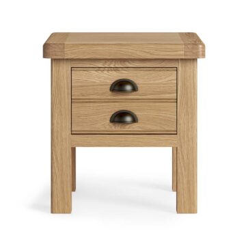 Oak Shire 2 Drawer Lamp Table | Bedside Table | Assembled