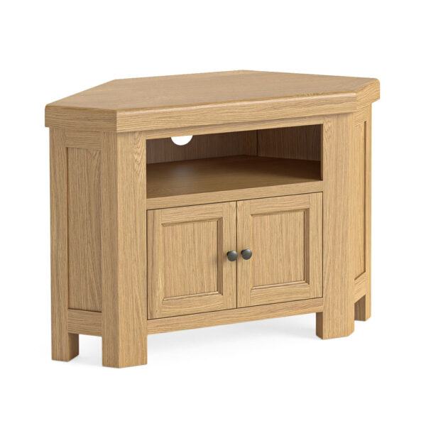 Oak Shire Corner Tv Unit With 2 Doors | Fully Assembled