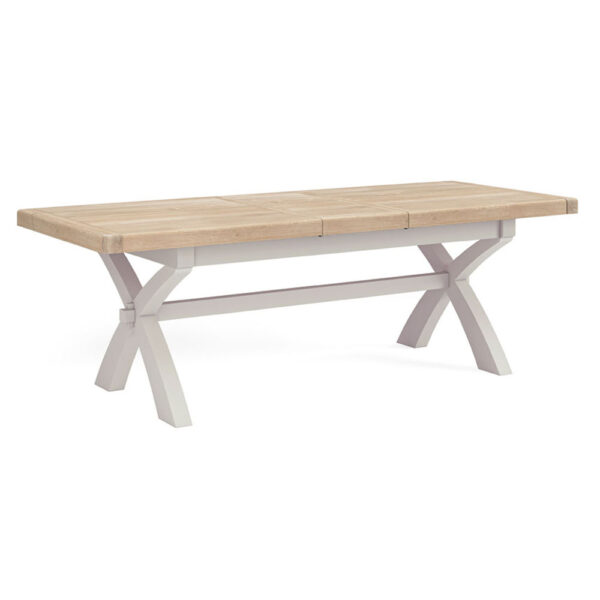 Havenwood Grey Cross Leg Ext Dining Table Light Grey | Self Assembly