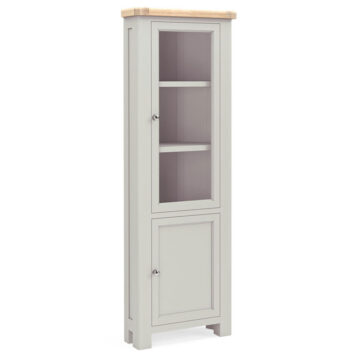 Havenwood Grey Corner Display Cabinet Light Grey | Assembled