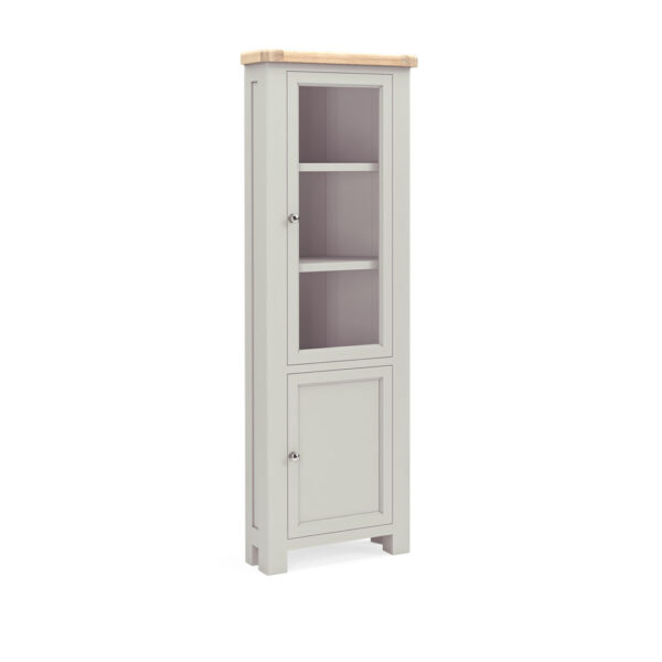 Havenwood Grey Corner Display Cabinet Light Grey | Fully Assembled