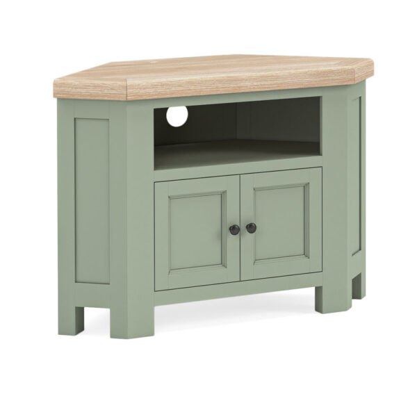 Havenwood Sage Corner Tv Unit With 2 Doors Sage | Fully Assembled
