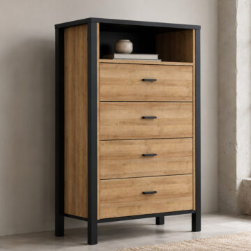 Hard Rock Chest of Drawers in Matte Black/Riviera Oak