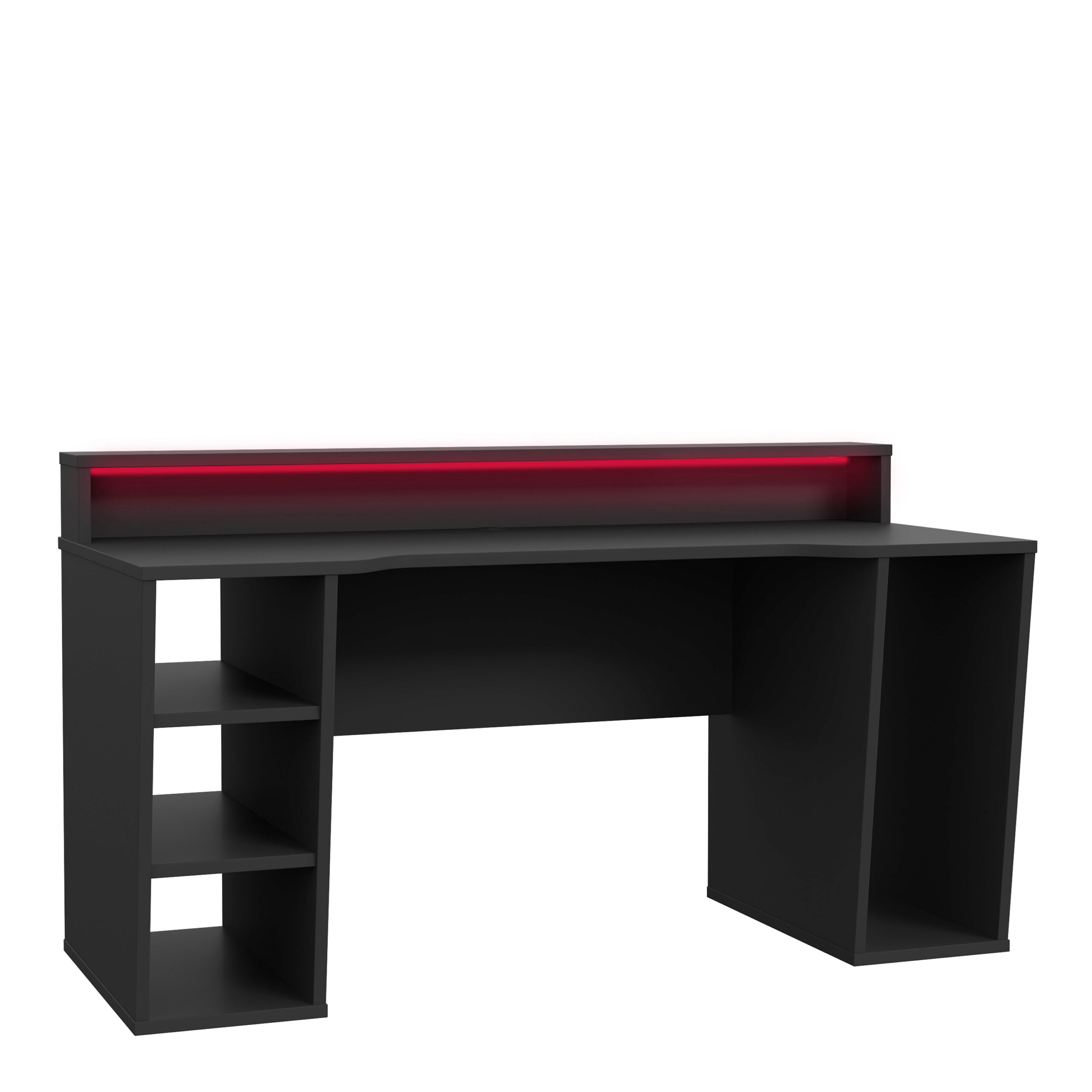 Tezaar Matt Black Gaming Desk | LED Lights