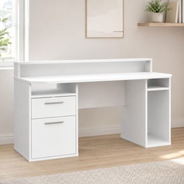 Tezaar White Gaming Desk | LED Lights