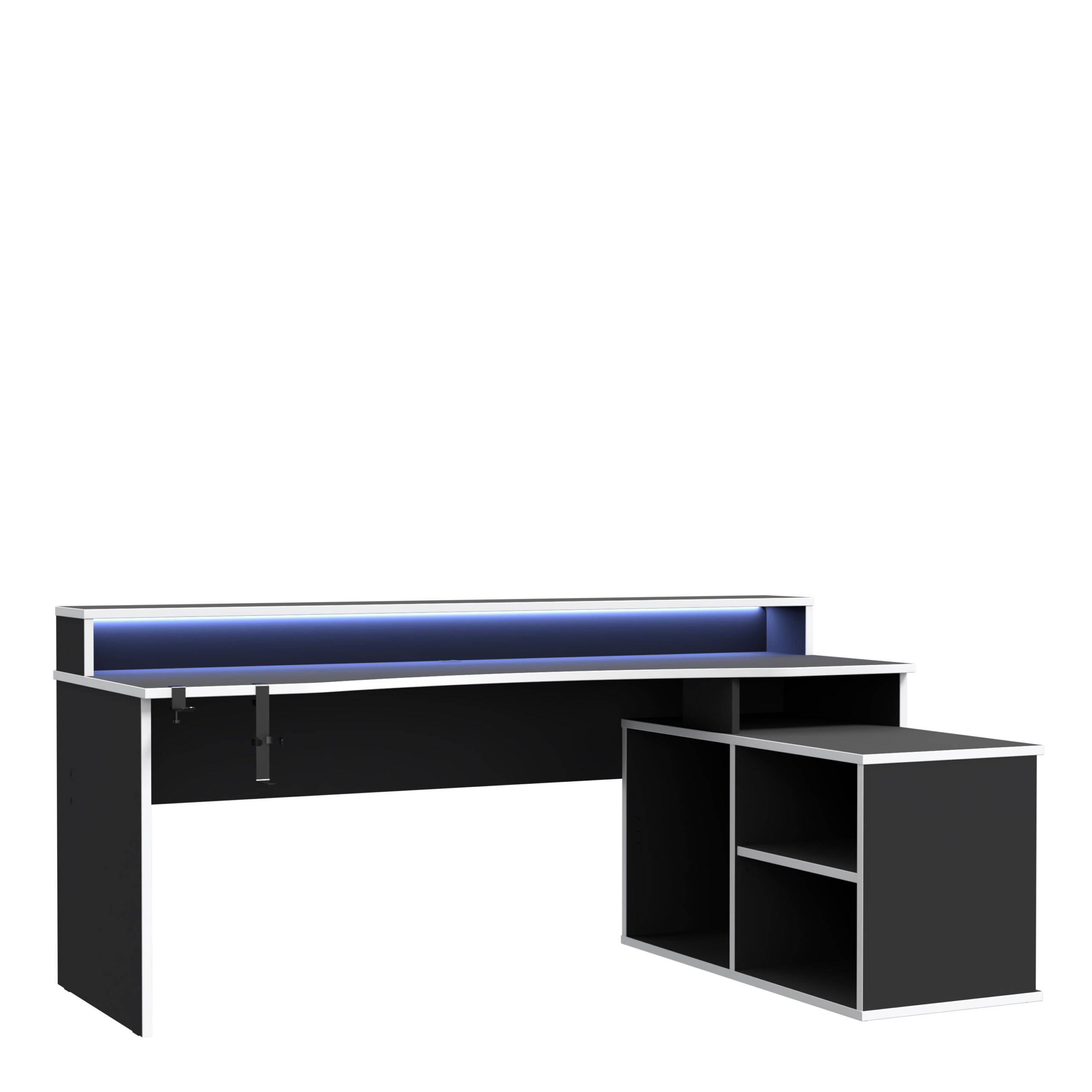 Tezaar Black & White Gaming Desk | LED Lights