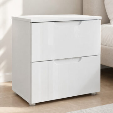 Harper White 2 Drawer Bedside Table