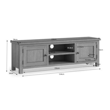 Bywell Waxed Oak 2 Door TV Unit 150cm | Assembled