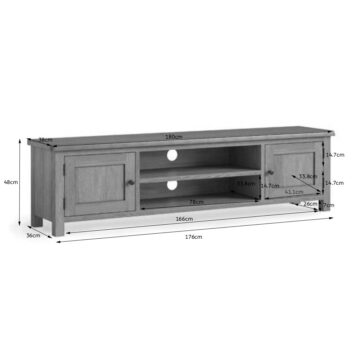 Bywell Waxed Oak 2 Door TV Unit 180cm | Assembled