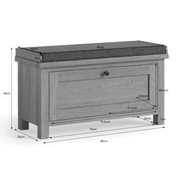 Bywell Waxed Oak Storage Bench with Cushion | Assembled