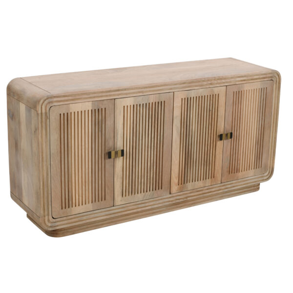 Beachfront Carved Mango Wood 4 Doors Large Sideboard | Fully Assembled