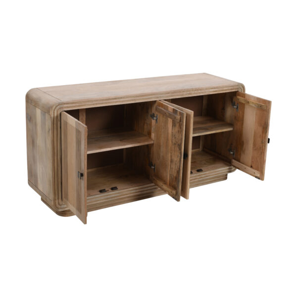 Beachfront Carved Mango Wood 4 Doors Large Sideboard | Fully Assembled