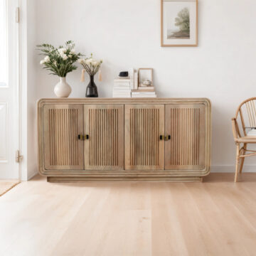 Beachfront Carved Mango Wood 4 Doors Large Sideboard