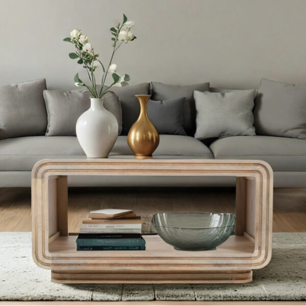 Beachfront Carved Mango Wood Coffee Table | Fully Assembled