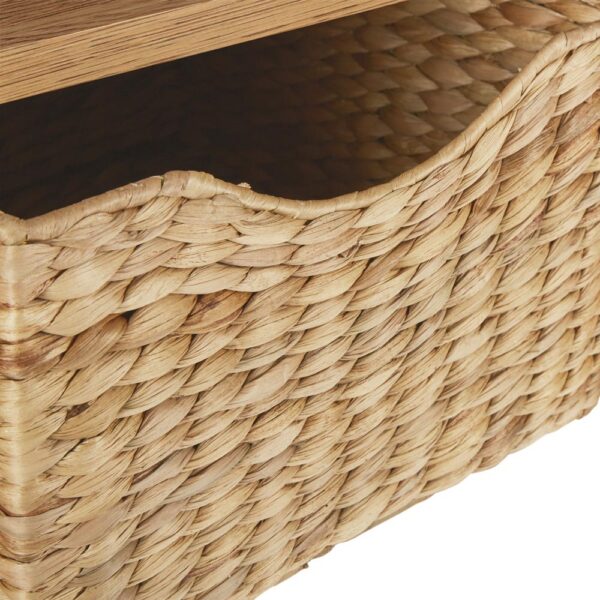 Bywell Waxed Oak Corner TV Unit With Baskets | Clearance