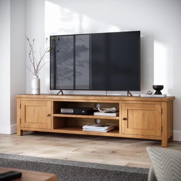 Bywell Waxed Oak Extra Large TV Unit | Fully Assembled