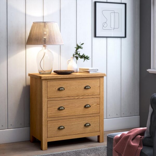 Ancroft Waxed Oak Chest of 3 Drawers | Clearance