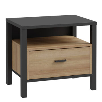 Hard Rock Bedside in Matt Black/Riviera Oak