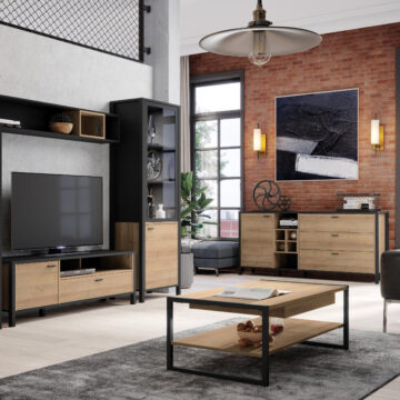 Hard Rock Black Coffee Table | Riviera Oak Finish
