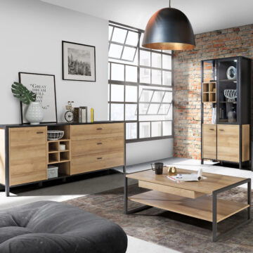 Hard Rock Black Coffee Table | Riviera Oak Finish