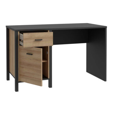 Hard Rock Matt Black Desk | Riviera Oak