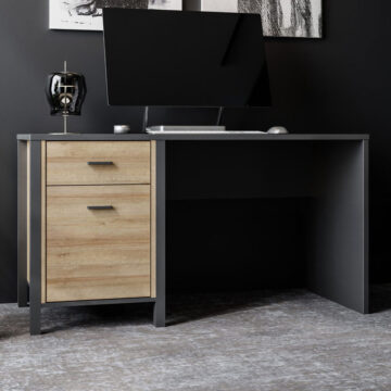 Hard Rock Desk in Matte Black/Riviera Oak
