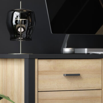 Hard Rock Matt Black Desk | Riviera Oak