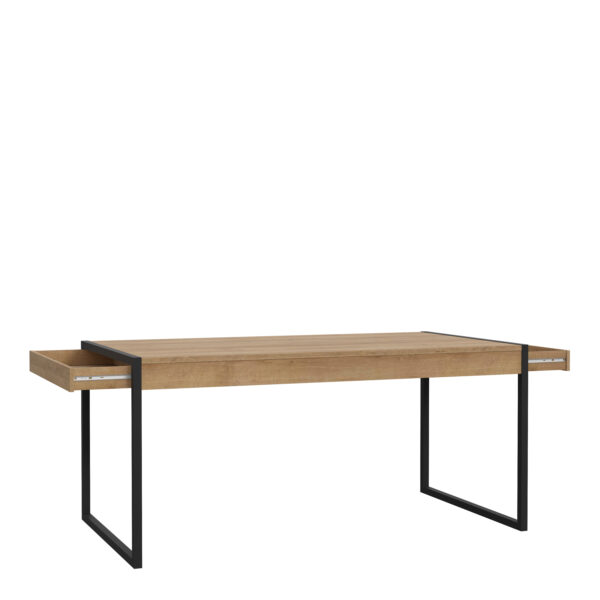 Black Hard Rock Dining Table in Riviera Oak | Self Assembly
