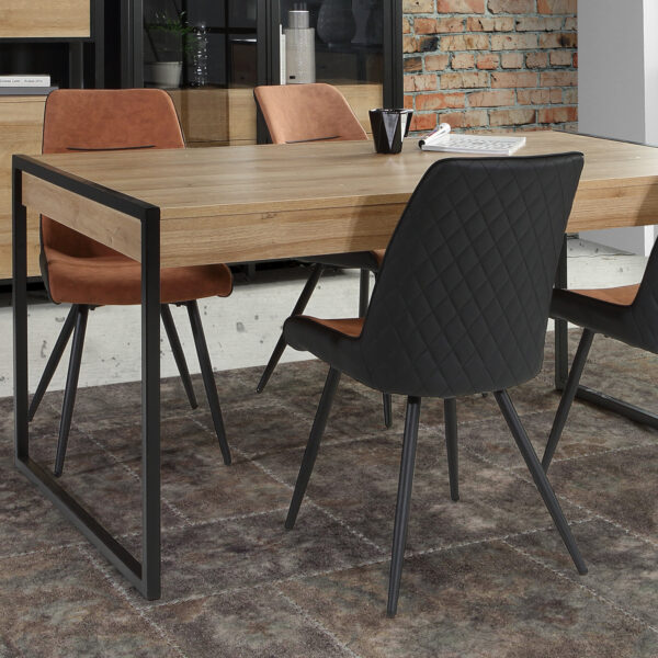 Black Hard Rock Dining Table in Riviera Oak | Self Assembly