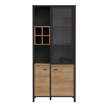 Hard Rock Display Cabinet in Matt Black/Riviera Oak