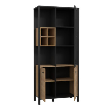 Hard Rock Display Cabinet in Matte Black/Riviera Oak
