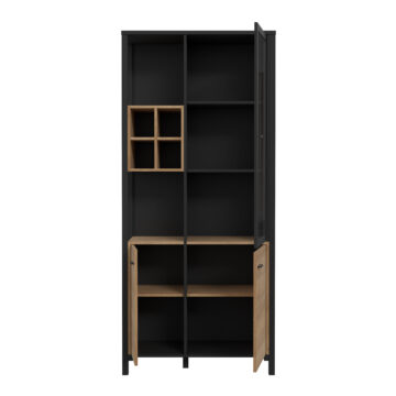 Hard Rock Display Cabinet in Matte Black/Riviera Oak