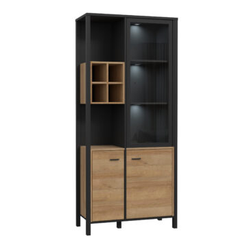 Hard Rock Display Cabinet in Matte Black/Riviera Oak