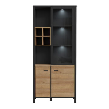 Hard Rock Display Cabinet in Matte Black/Riviera Oak