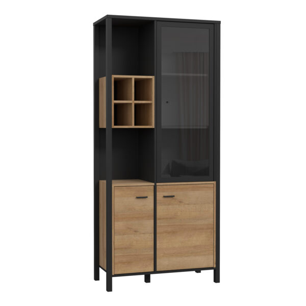 Hard Rock Display Cabinet in Matt Black/Riviera Oak