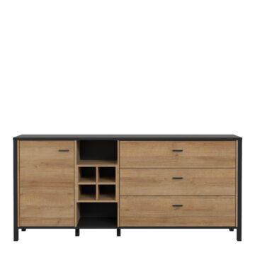 Hard Rock (Large) Sideboard in Matt Black/Riviera Oak