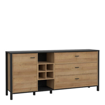 Hard Rock (Large) Sideboard in Matt Black/Riviera Oak